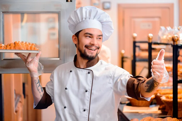 Handsome cook in the kitchen — Stock Photo, Image