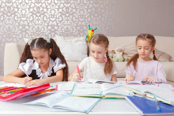 Las colegialas hacen tareas juntas —  Fotos de Stock