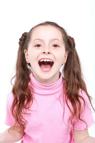 Retrato de uma menina emocional pequena — Fotografia de Stock