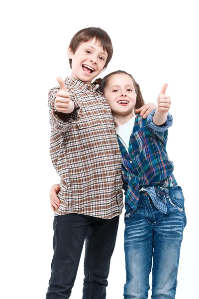 Niños felices sobre un fondo blanco —  Fotos de Stock