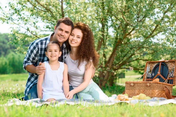 Härlig familj picknick i parken — Stockfoto