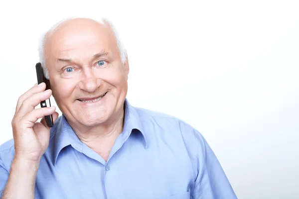 Nice grandfather talking on the mobile phone — Stock Photo, Image