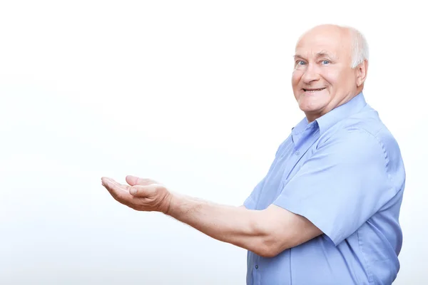 Old man bagging for something needed — Stock Photo, Image