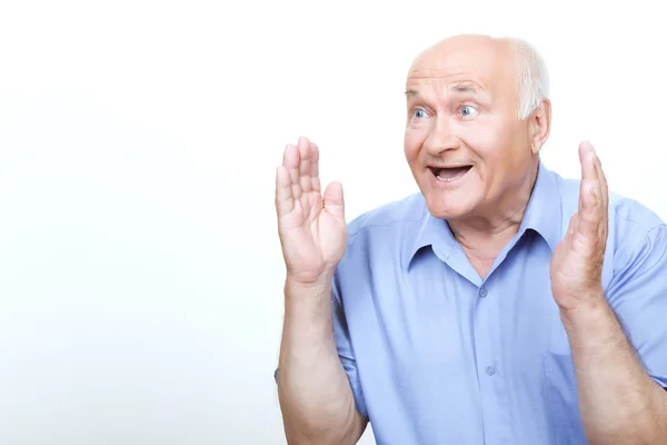 Exited grandfather looking for children — Stock Photo, Image