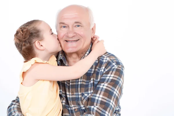 Grandfather with his grand daughter — Stock Photo, Image