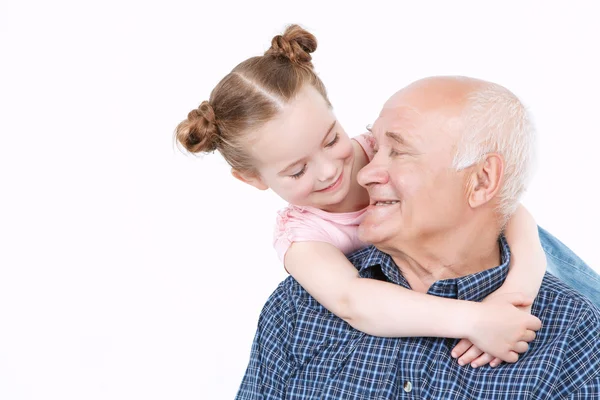 Großvater verbringt Zeit mit Enkelin — Stockfoto