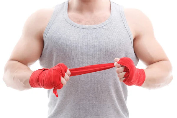 Muscled guy during workout — Stock Photo, Image