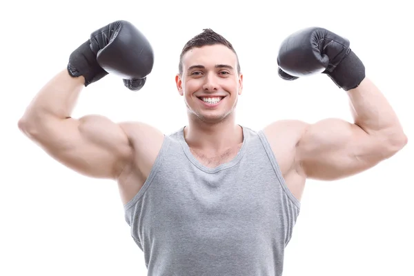 Muscled guy during workout — Stock Photo, Image