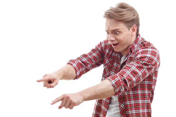 Young guy showing fear — Stock Photo, Image