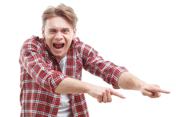 Young guy showing fear — Stock Photo, Image