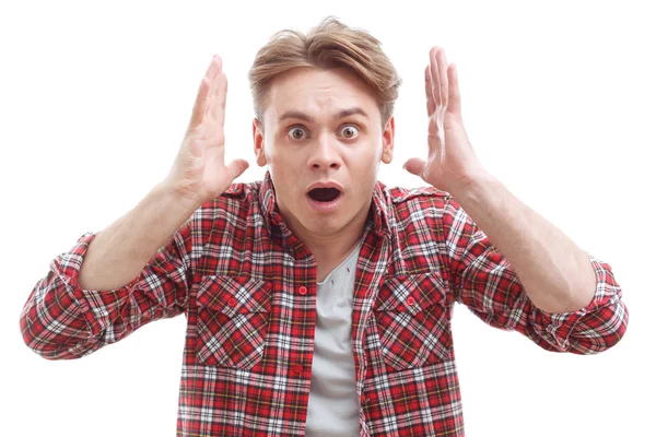 Surprised guy showing wonder — Stock Photo, Image