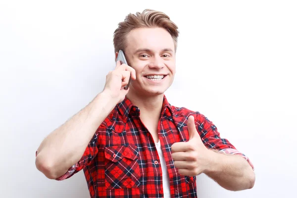 Nice guy talking on the mobile phone — Stock Photo, Image