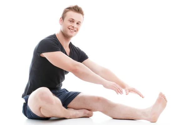 Muscled man during workout — Stock Photo, Image