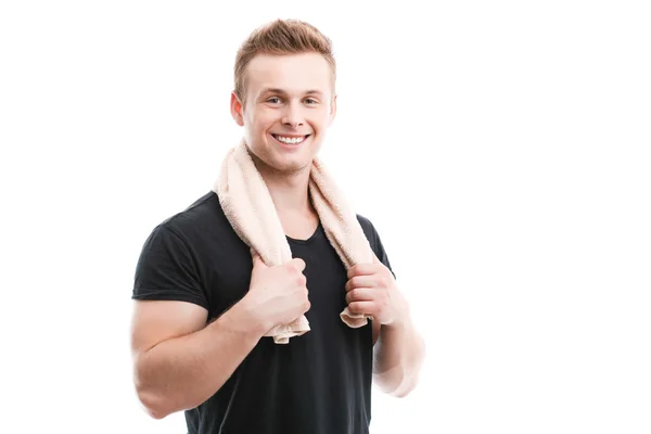 Handsome guy during workout — Stock Photo, Image