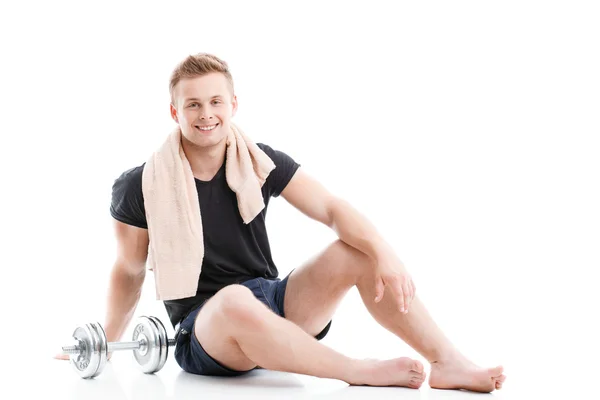 Knappe jongen tijdens training — Stockfoto