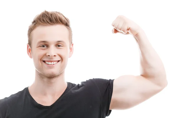 Muscled man during workout Stock Image