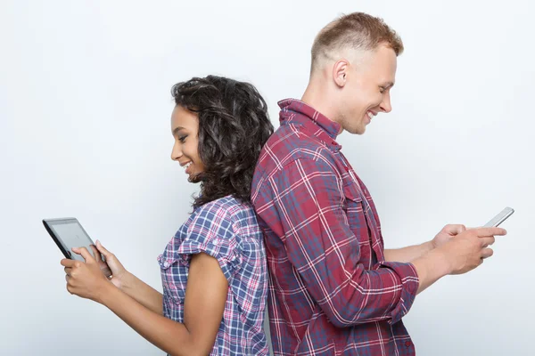 Happy couple making photos — Stock Photo, Image