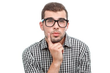 Handsome man in glasses isolated on white