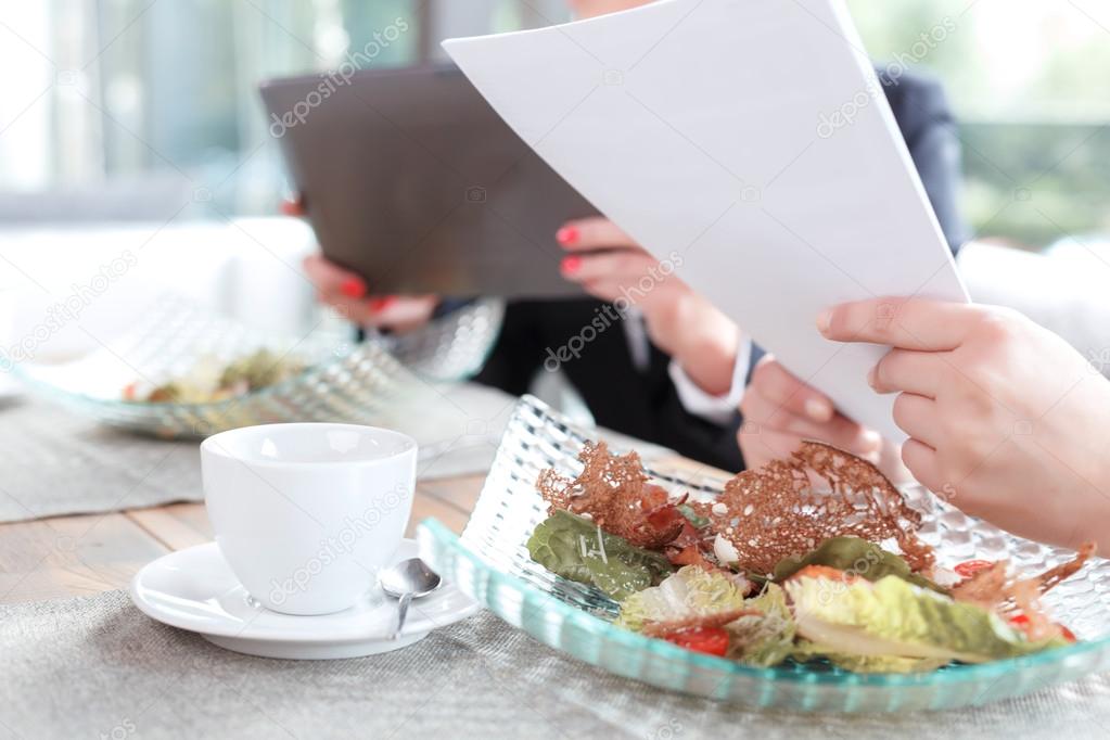 Businesswomen during a business lunch 