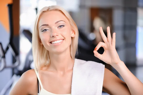 Pretty   woman during fitness class — Stock Photo, Image