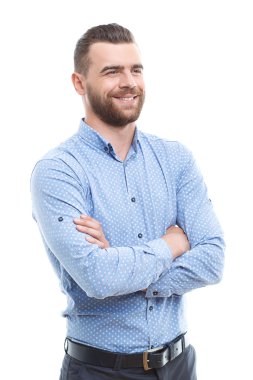 Solid man with crossed arms