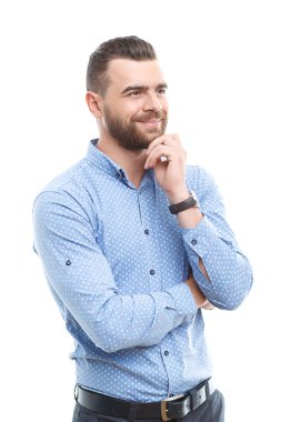 Handsome businessman touching chin
