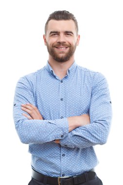 Solid man with crossed arms