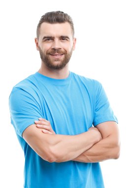 Solid man with crossed arms