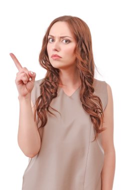 işaret parmağı ile işaret eden kadın