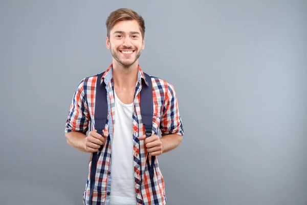 Happy student expressing emotions — Stock Photo, Image