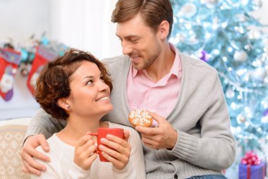 Nice couple drinking tea