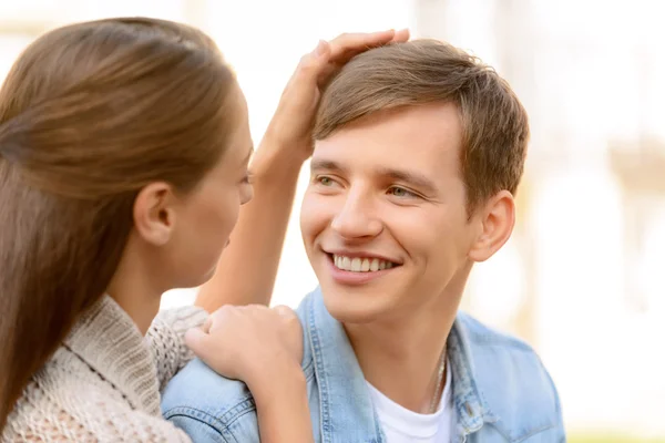 Pleasant couple embracing — Stock Photo, Image