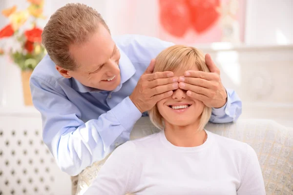 Loving couple celebrating St Valentine day — Stock Photo, Image