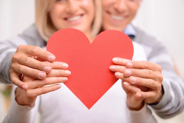 Agreeable couple celebrating St Valentine day — Stockfoto