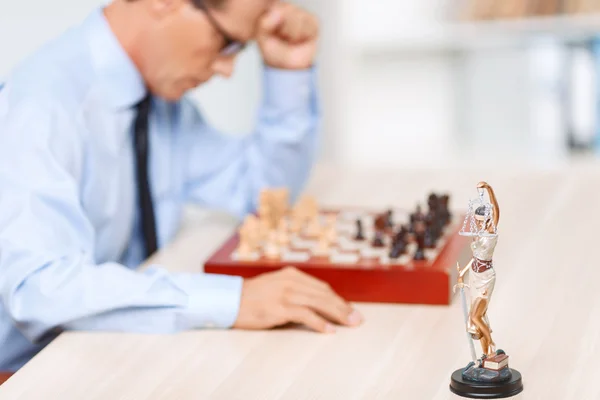 Professional lawyer playing chess — Stock Photo, Image