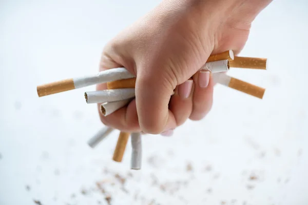 Bunch of cigarettes in hands — Stockfoto