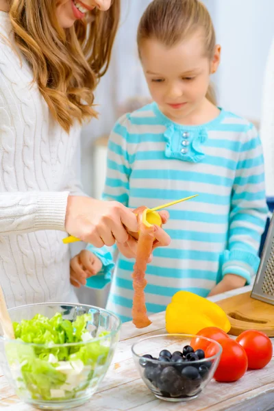 Happy family cooking together — Stock Photo, Image