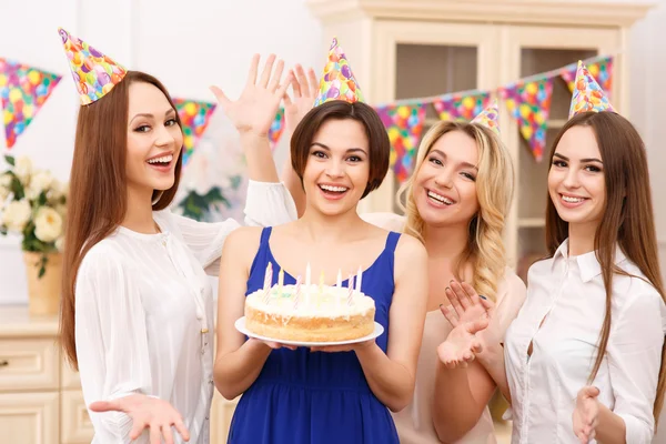 Birthday girl is making a wish — Stock Photo, Image