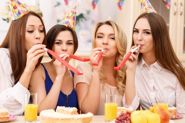 Young appealing girls are having fun. — Stock Photo, Image