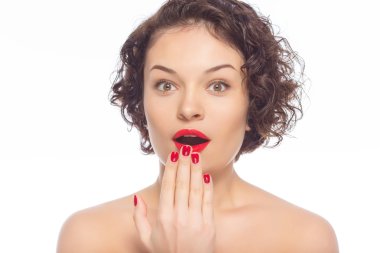 Genç çekici model sürpriz davranır.