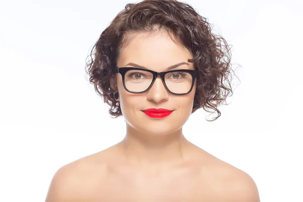 Mujer atractiva joven con gafas. — Foto de Stock