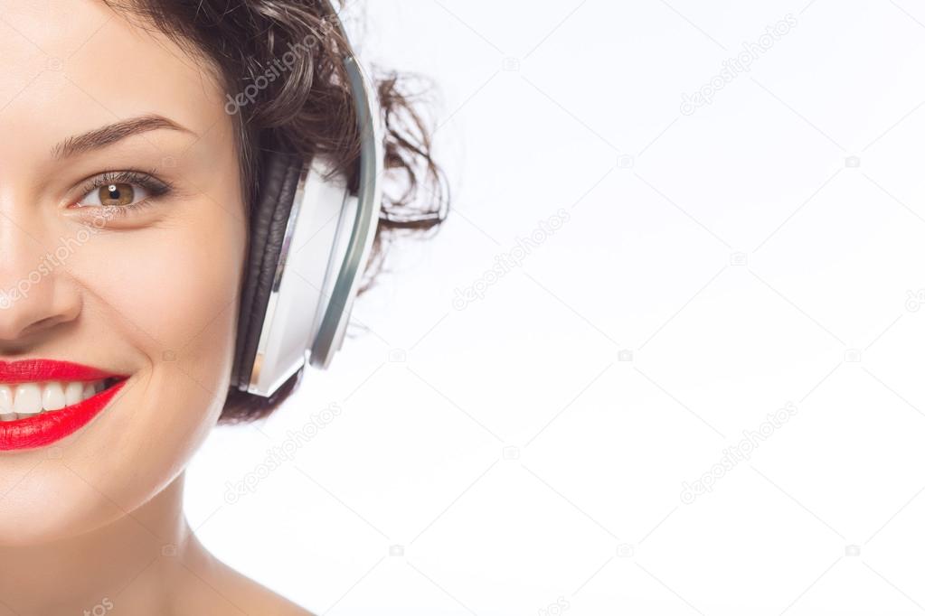 Young attractive woman in headphones