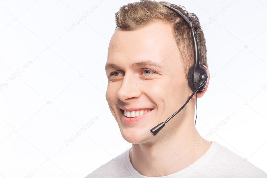 Handsome man with headset.