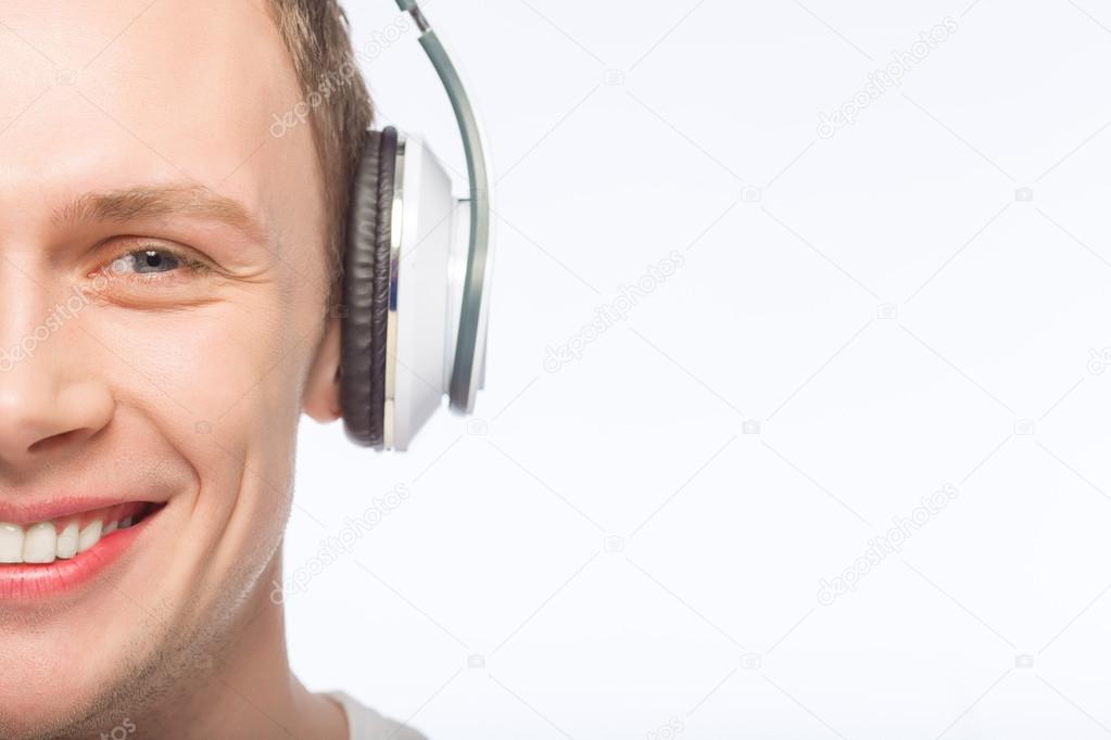 Young guy wearing headphones