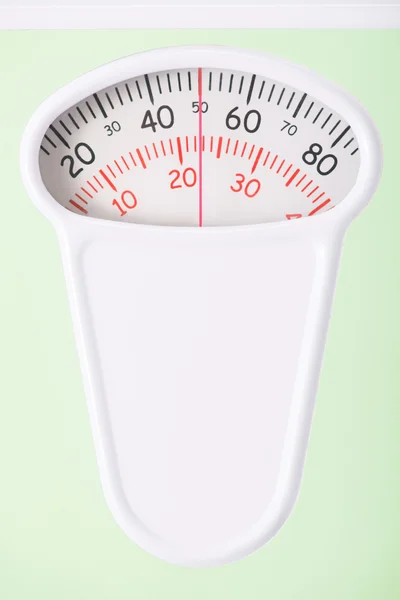 体重秤和其机械显示的特写. — 图库照片