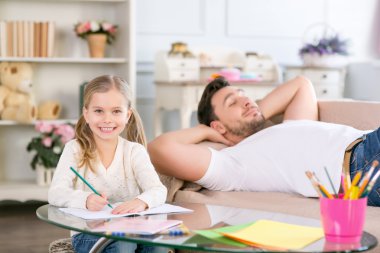 Young father having a nap