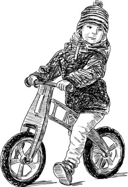 little boy on the bike clipart