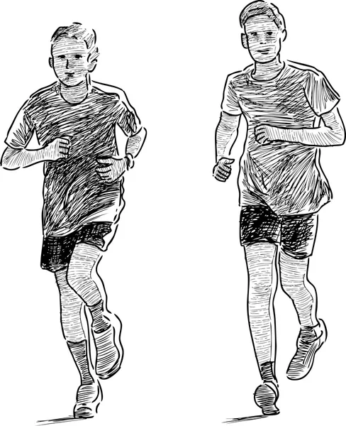 School jongens joggen — Stockvector