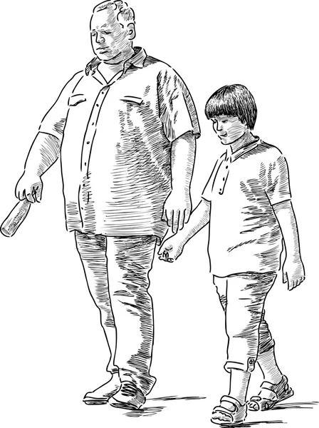 Grand-père et petit-fils — Image vectorielle