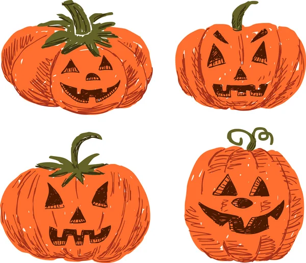 Caricature Halloween citrouilles — Image vectorielle